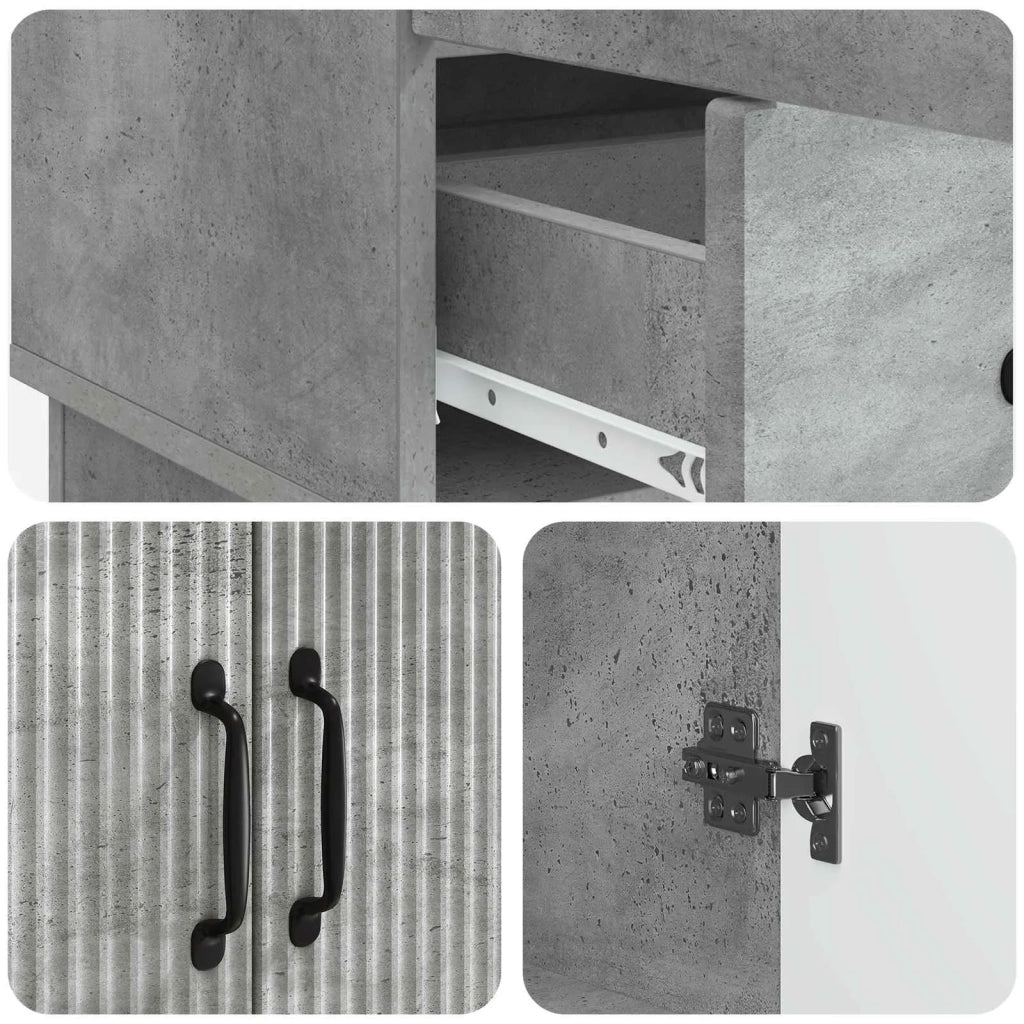 Credenza | Madia | Buffet da pranzo | Armadio da pranzo Grigio Cemento 66 x 34,5 x 92 cm Legno ingegnerizzato