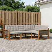 Set di divani da esterno 4 pz Naturale e Grigio Chiaro 3381387