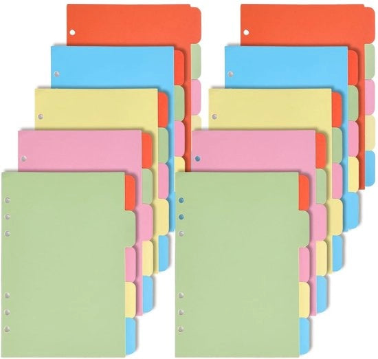 Binditore per documenti 8 set - 6 schede - plastica - A5 - organizzazione documenti - rosa - 48 fogli - schede con indice