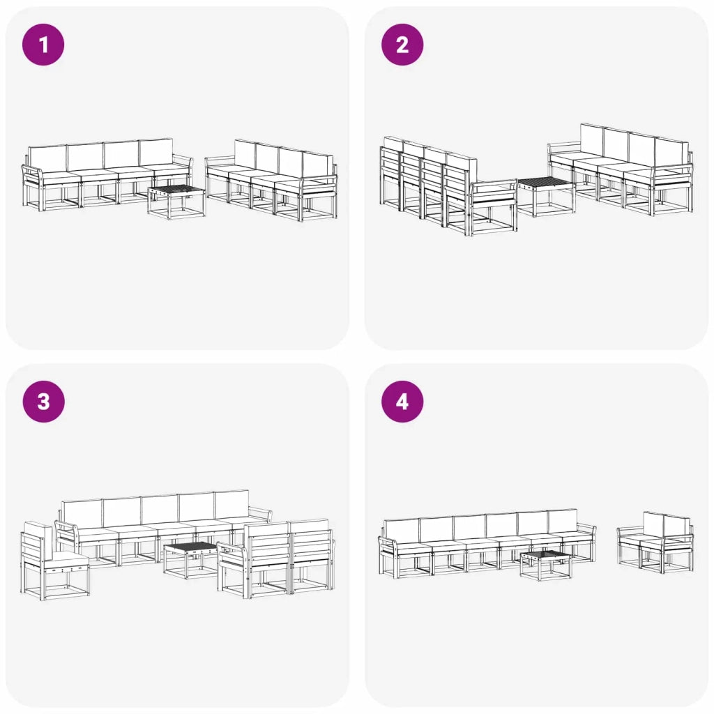Set di divani da esterno con cuscino 9 pcs Bianco e Beige 3387422