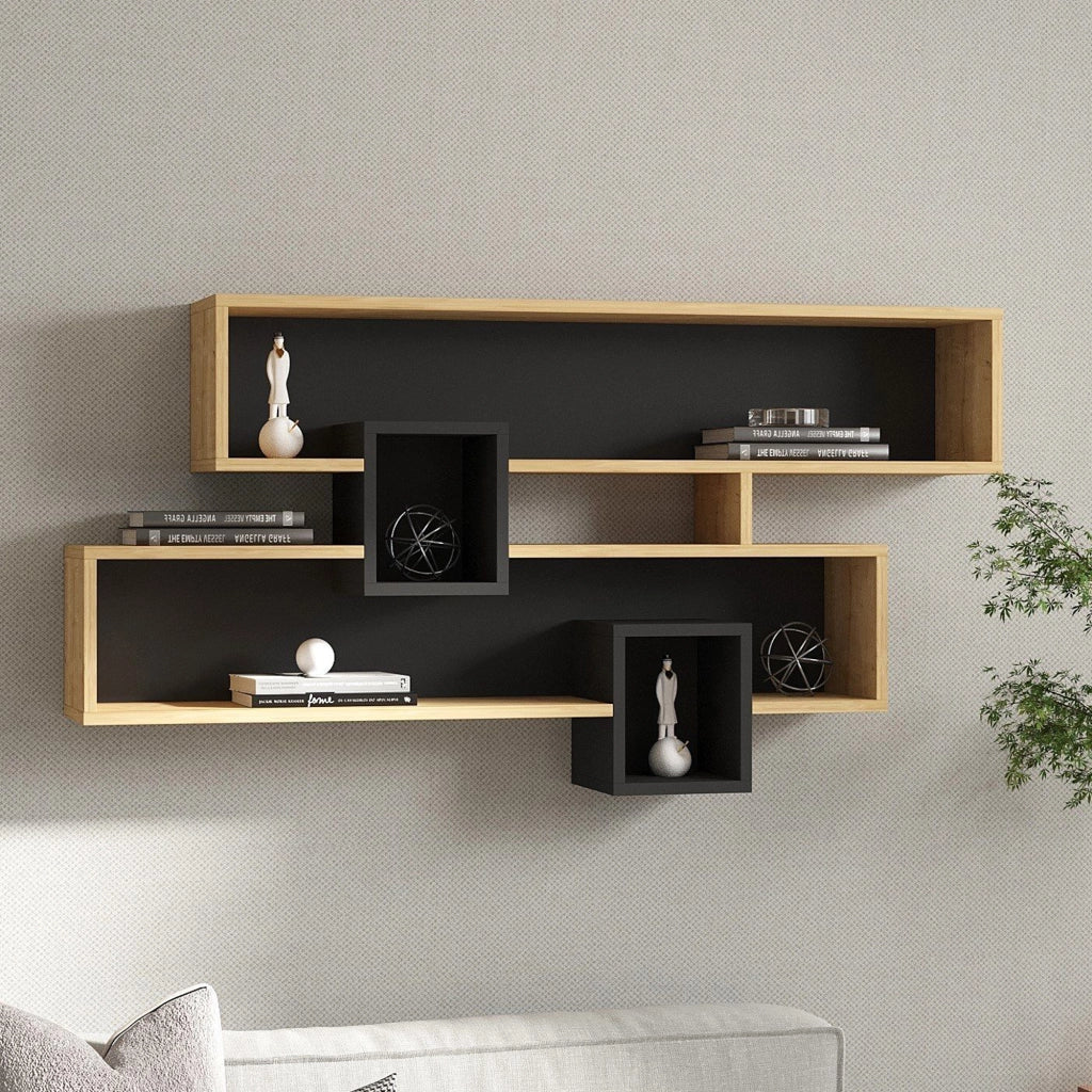 Zerfaliu, Mensola 4 Ripiani, 120x22x72h cm Marrone Rovere
