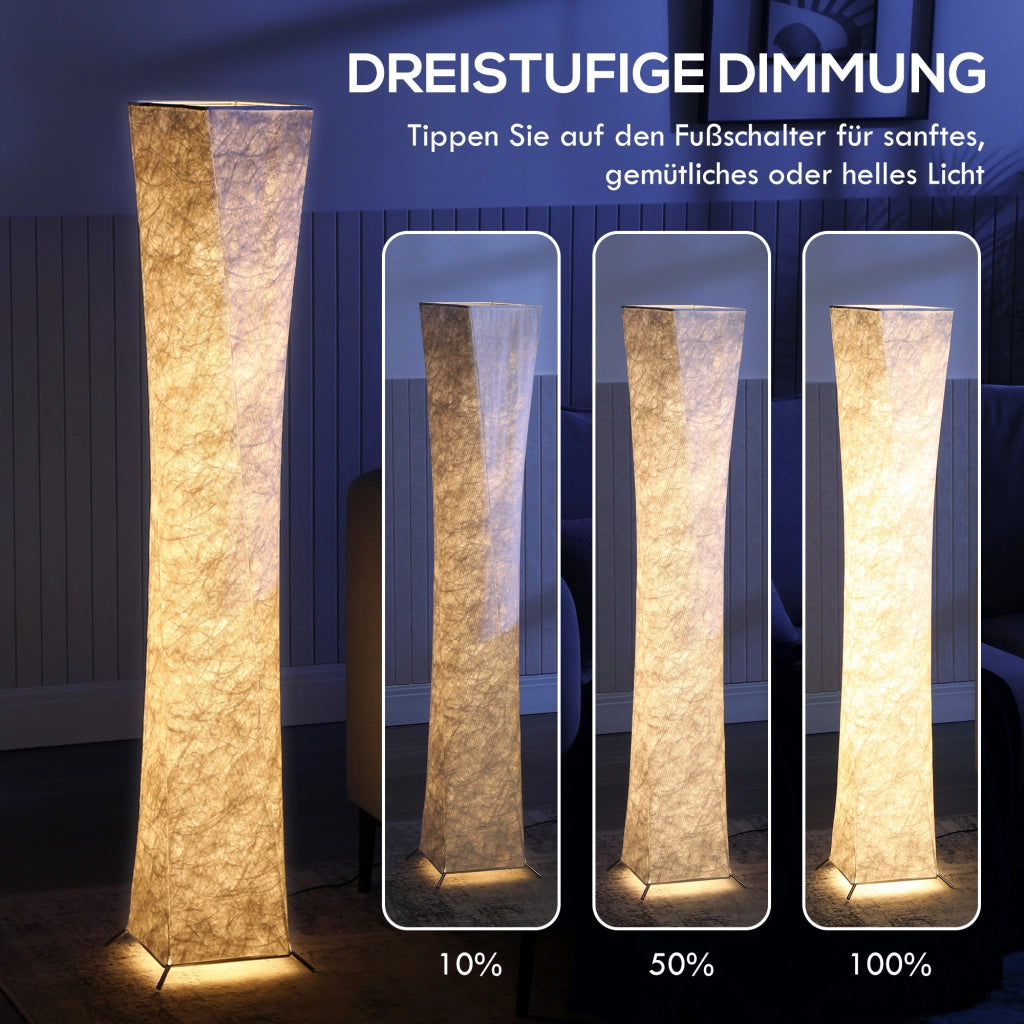 Lampada da terra con paralume in carta, interruttore a pedale, 3 livelli di luminosita, bianco ¨C zephmum
