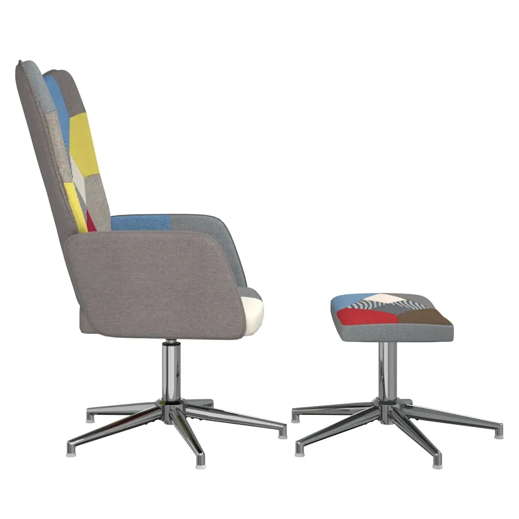 Sedia Relax con Sgabello in Tessuto Patchwork 328190