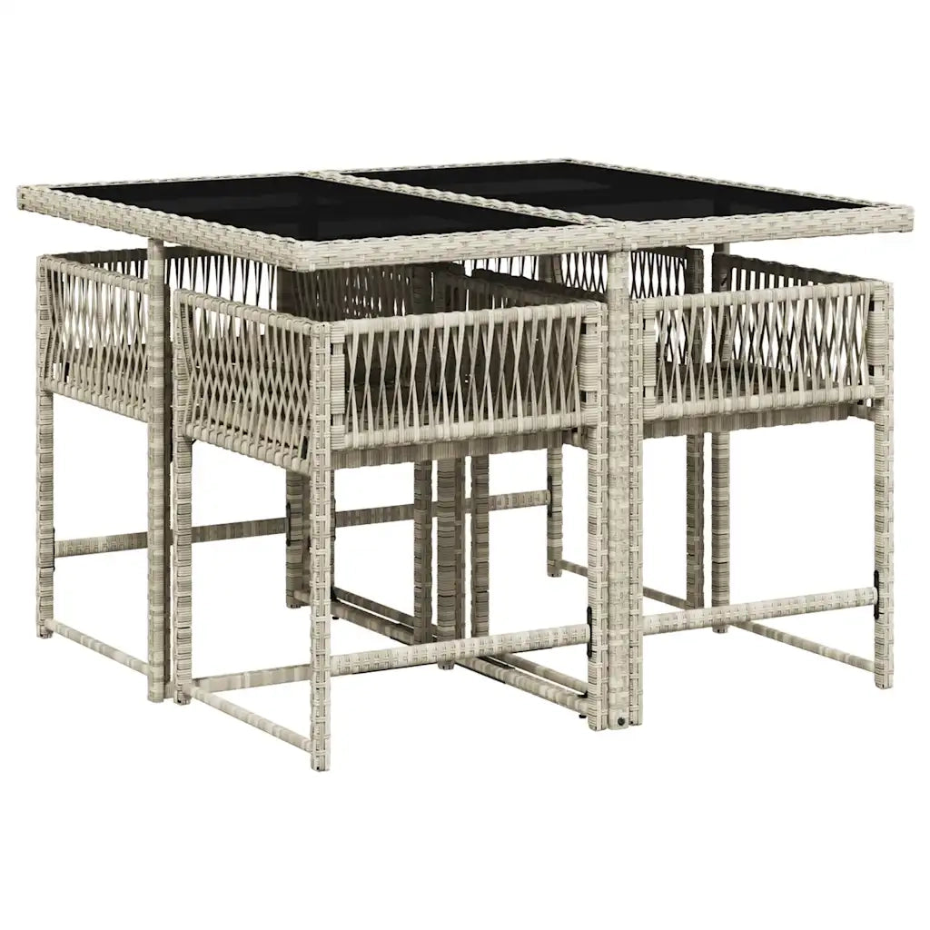 Set Pranzo da Giardino 5pz con Cuscini Grigio Chiaro Polyrattan 3211439