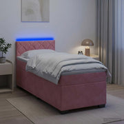 Letto con Box Spring, Materasso e LED Rosa 80 x 200 cm Velluto 3452077