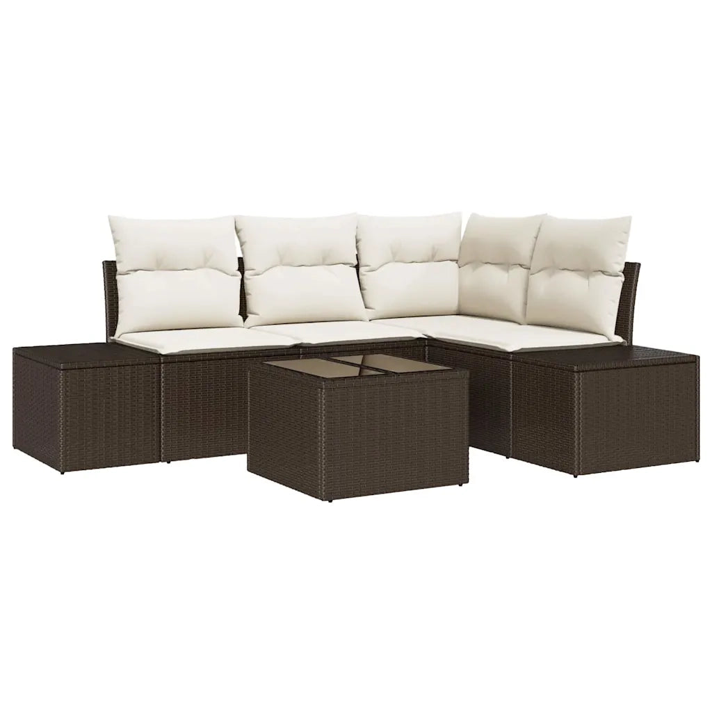 Set Divano da Giardino Marrone e Crema polyrattan 3355717