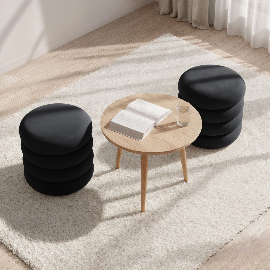 Pouf contenitore cilindrico in velluto 42 cm SNUGGO Nero