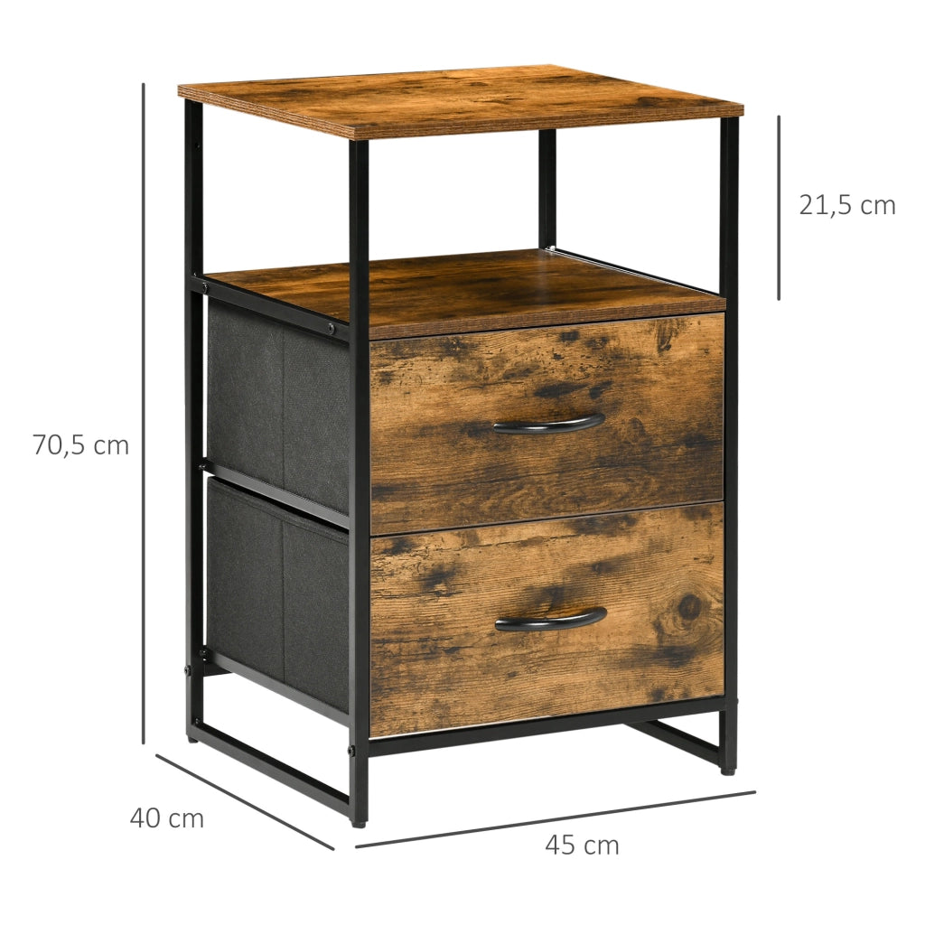 Armadio per Soggiorno con Cassetti in Tessuto ¨C zephmum ¨C MDF, Telaio in Acciaio, Marrone