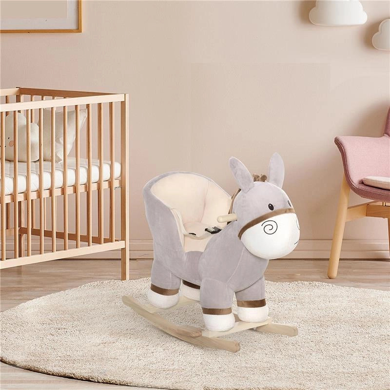 DONDOLO GIOCATTOLO A FORMA DI ASINO PER BAMBINI 18 - 36 MESI GRIGIO