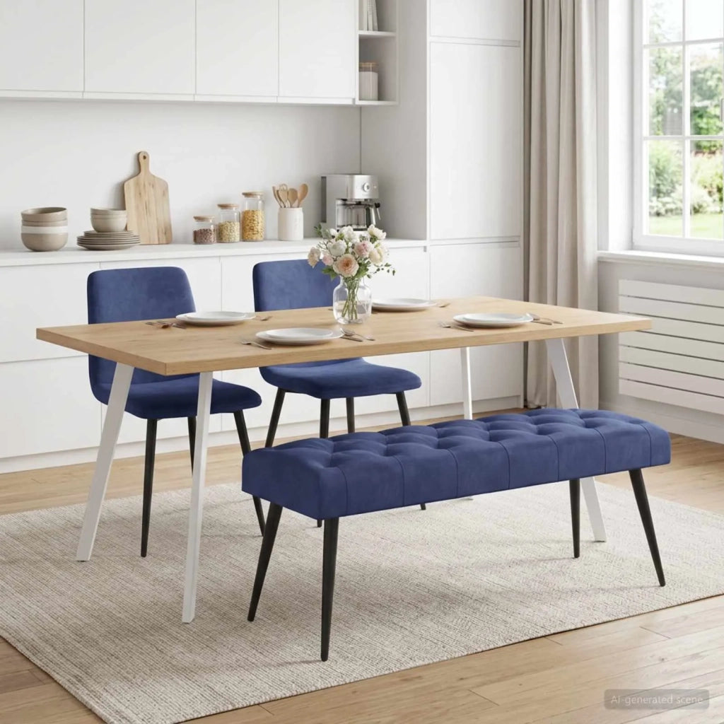 Panchina con bottoni imbottiti Blu Polizia 110 x 40 x 46 cm 42038583
