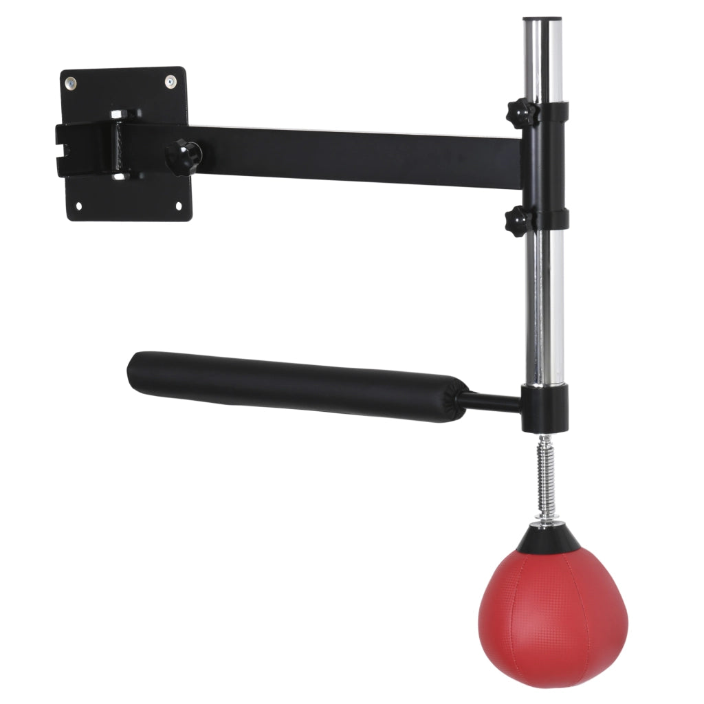 Supporto per Boxe con Palla Velocit¨¤ e Asta Riflesso ¨C Xylo ¨C Montaggio a Parete, Altezza Regolabile, Nero/Rosso