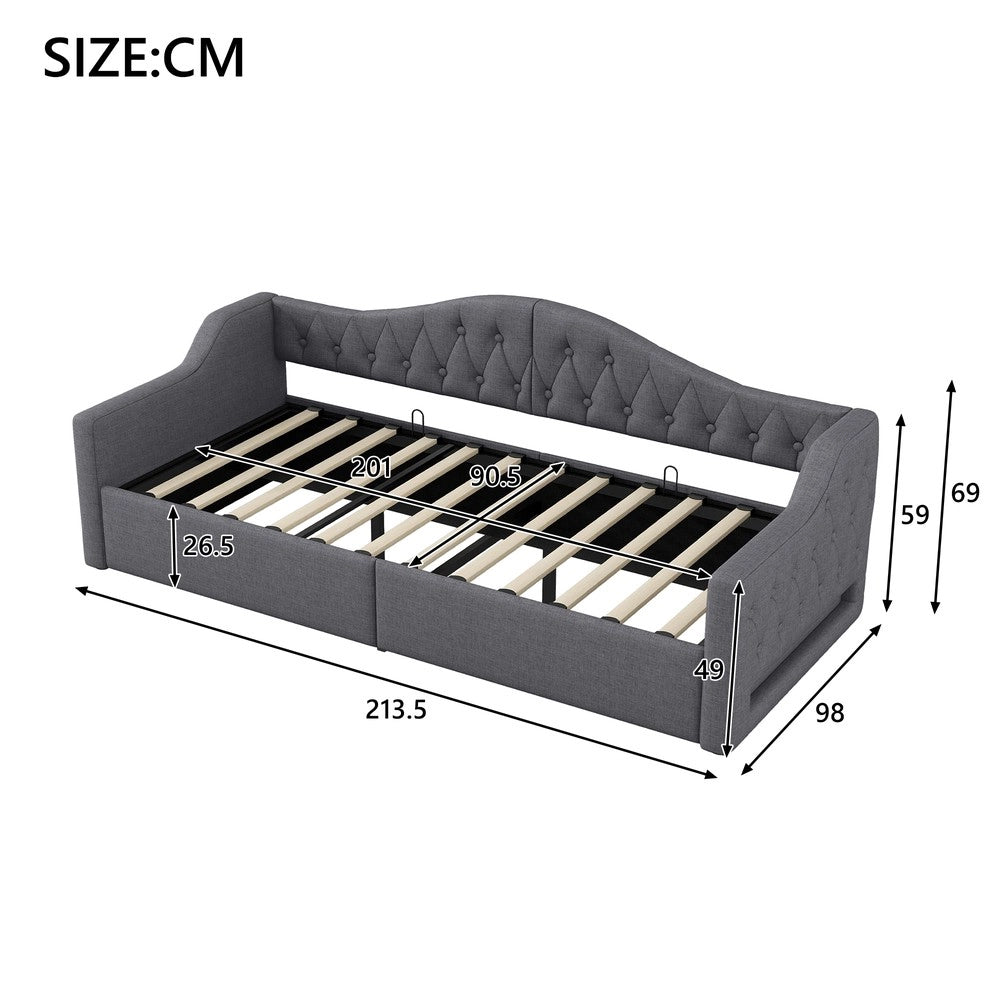 Struttura letto contenitore imbottito con LED ¨C MINIMAL ¨C Grigio, 90x200
