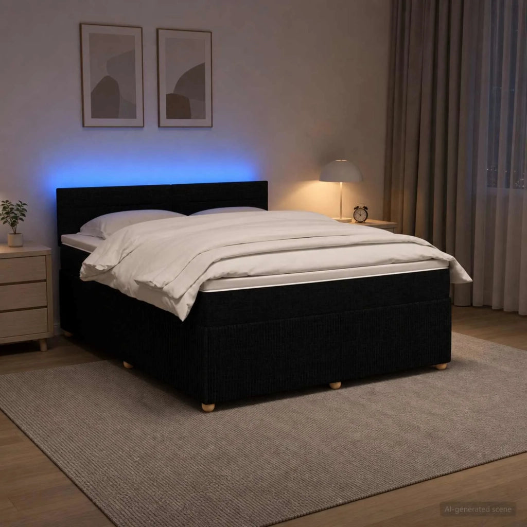 Letto box spring con materasso Nero 140 x 200 cm Tessuto 3452941