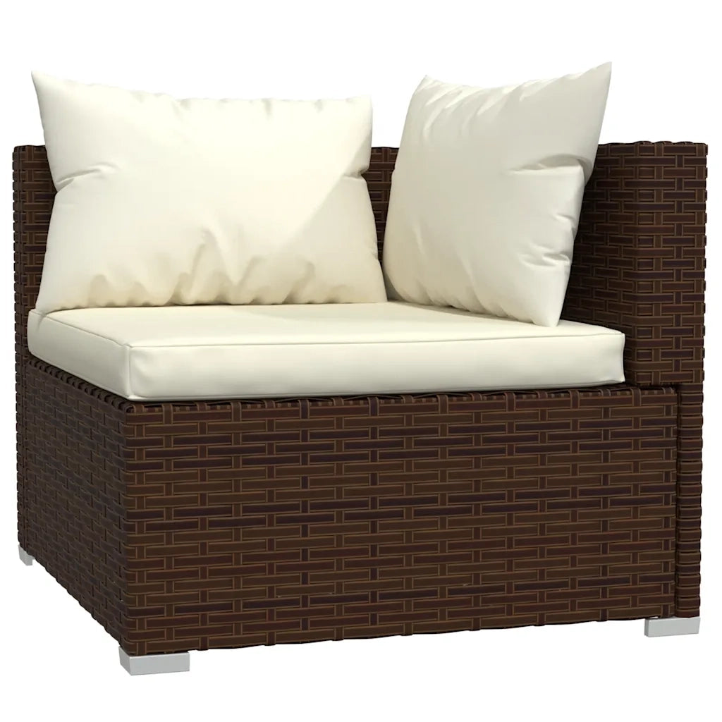 Set Divani da Giardino 4 pz con Cuscini in Polyrattan Marrone 3101642