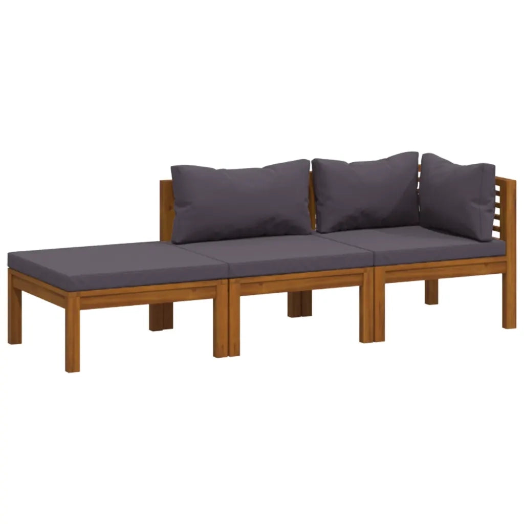 Set Divani da Giardino 3 pz con Cuscini in Massello di Acacia 3086921