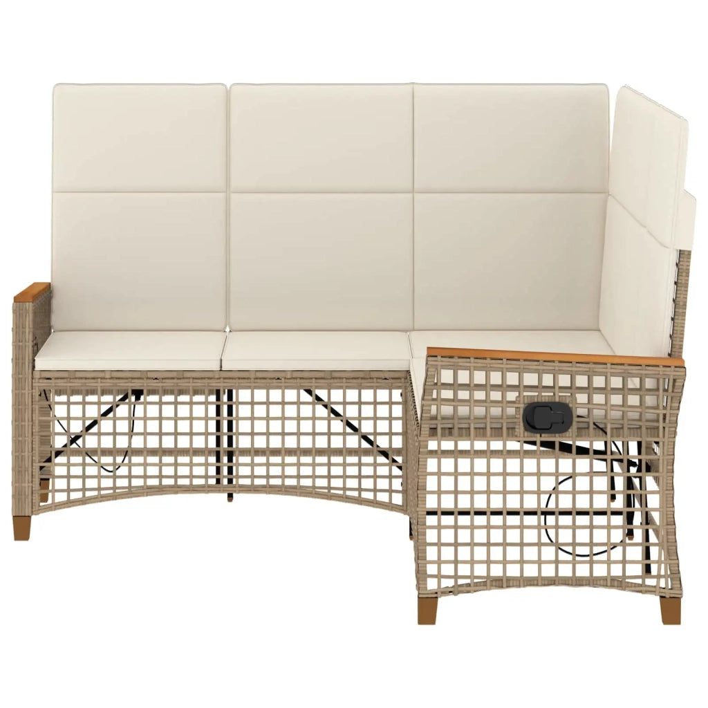 Set di Divani Recliner da Giardino Beige e Bianco Crema 42026826