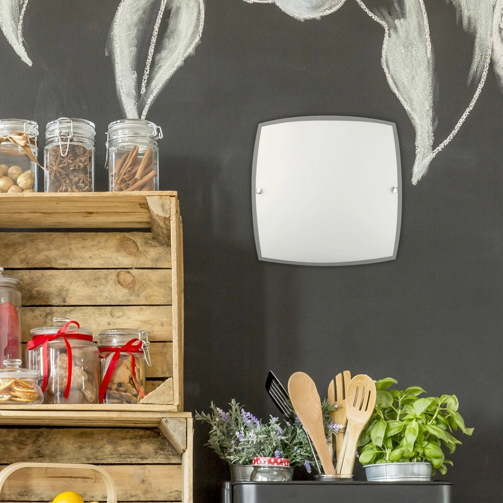 Plafoniera quadrata vetro opale 30cm E27 Rabalux Nedda