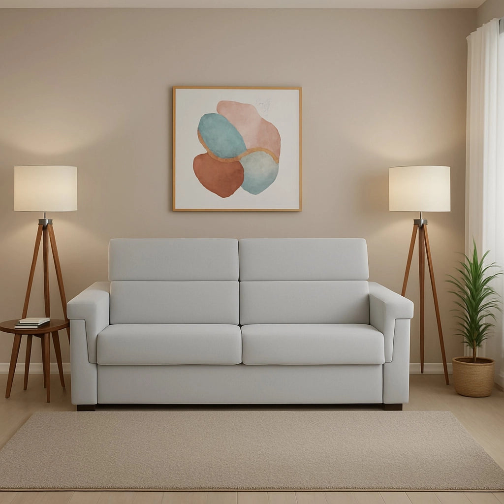 Tenna, Divano Letto 2 Posti Sfoderabile Made in Italy, 185x95 cm Grigio Chiaro