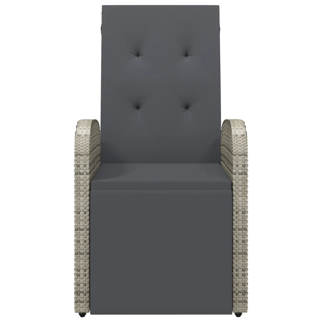 Sedie da Giardino Reclinabili e Cuscini Polyrattan Grigio