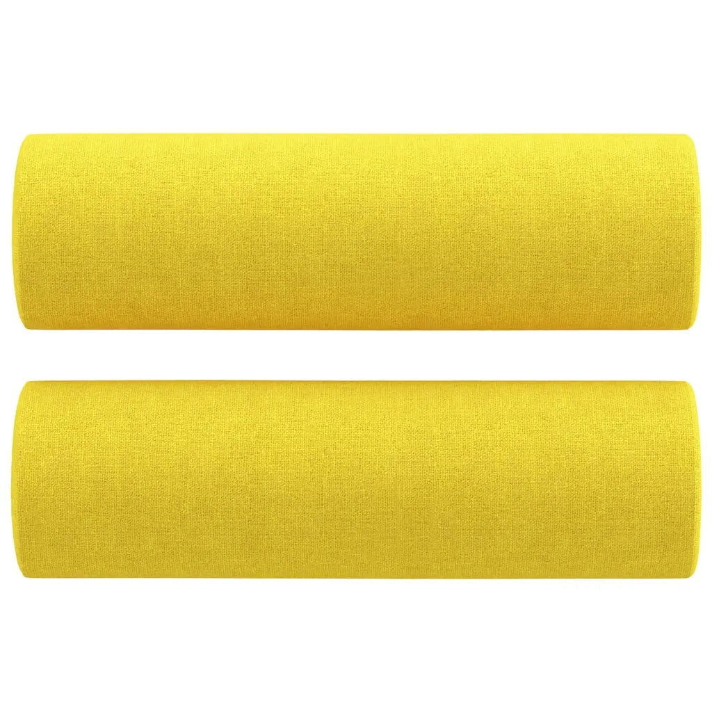 Divano a 3 Posti con Cuscini-Sofa 3 Posti con Cuscini Giallo Chiaro 180 cm in Tessuto 207728