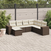 Set Divani da Giardino 7 pz con Cuscini Marrone in Polyrattan 3255240
