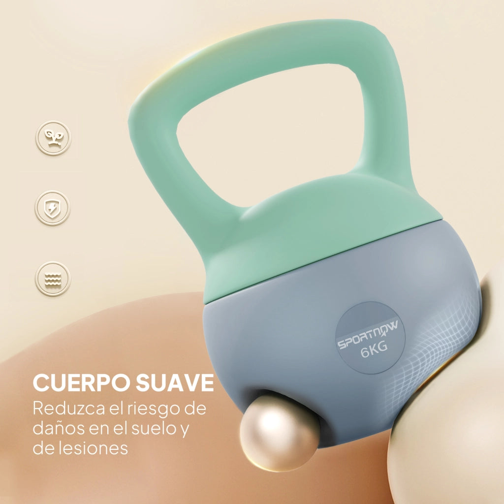 Kettlebell 6 kg ¨C Minimal ¨C Verde e Grigio 19x19x28 cm