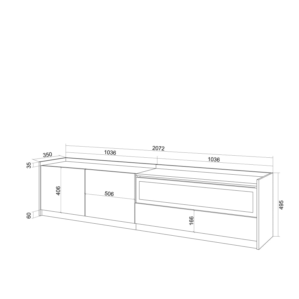 Mobile TV Soggiorno, 207x50x37 cm, Per TV fino a 80", Camino elettrico, Rovere e nero