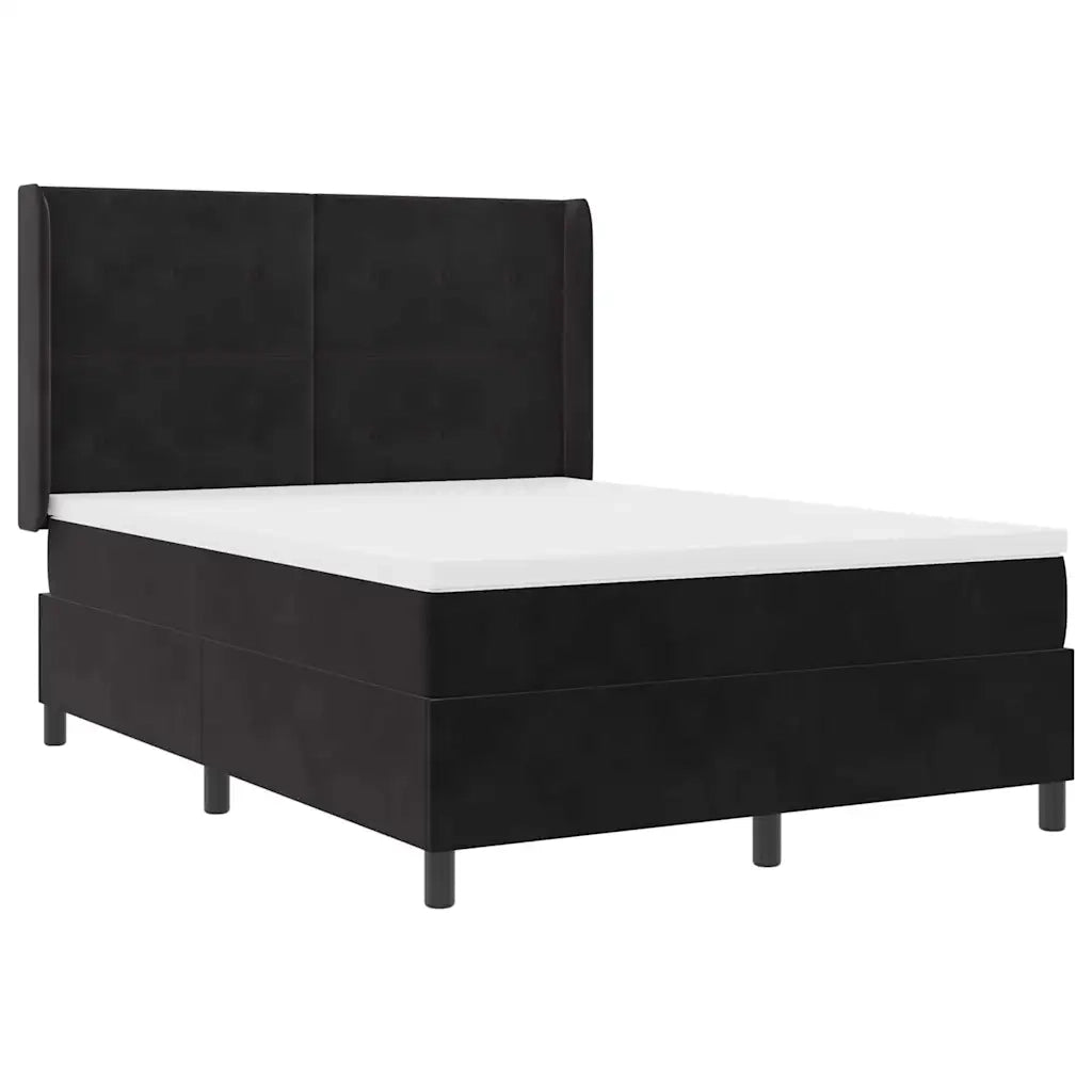 Letto a molle con strisce LED Nero 140 x 200 cm Velluto 3343870