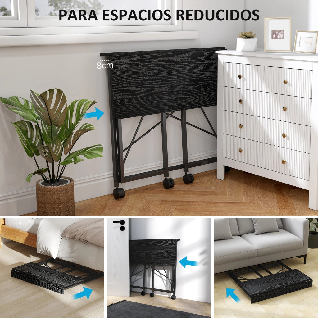 Scrivania Pieghevole con Ruote ¨C Minimal ¨C Nero 80x40x75 cm