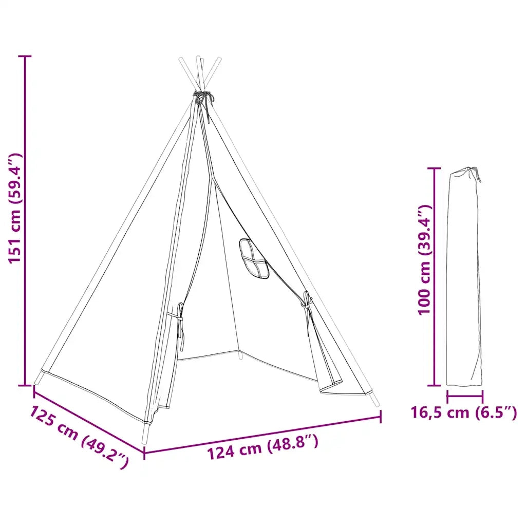Tenda Tipi per Bambini con Borsa Rosa Microfibra 120x120x150cm 80270