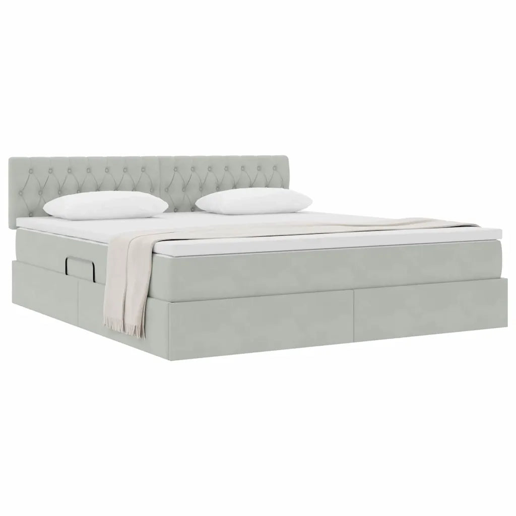 Letto con Contenitore Grigio chiaro 160 x 200 cm Velluto