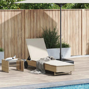 Lettino Prendisole con Ruote e Cuscino in Polyrattan Beige 4104037
