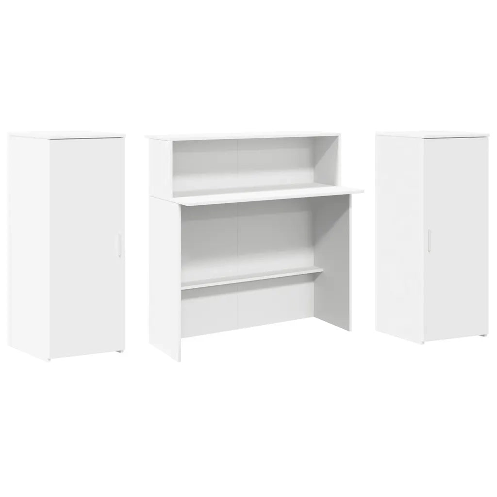 Scrivania | Tavolo da Ufficio per Reception Bianca 180x50x103,5 cm in Legno Massello
