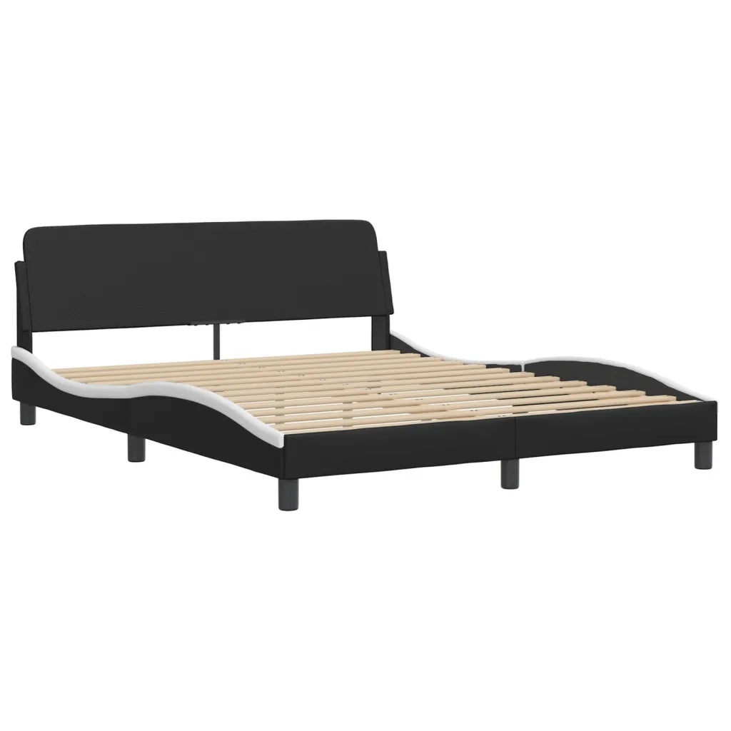 Giroletto Viana con LED senza Materasso Nero e Bianco 160x200 cm