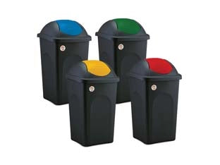 BIDONE MULTIPAT CON BASCULA LT.60  cm.39x39x68h.  nero/giallo    STEFANPLAST
