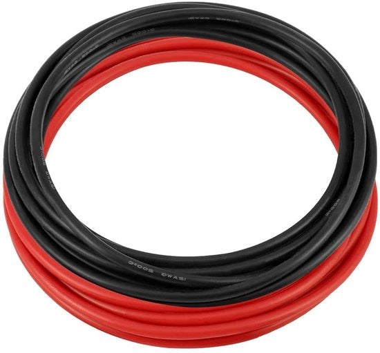 Cavo elettrico flexibile in silicone 12 AWG 33 mm² 680 fili con rivestimento di rame tinned, lunghezza 2,5 m, colore nero e rosso.