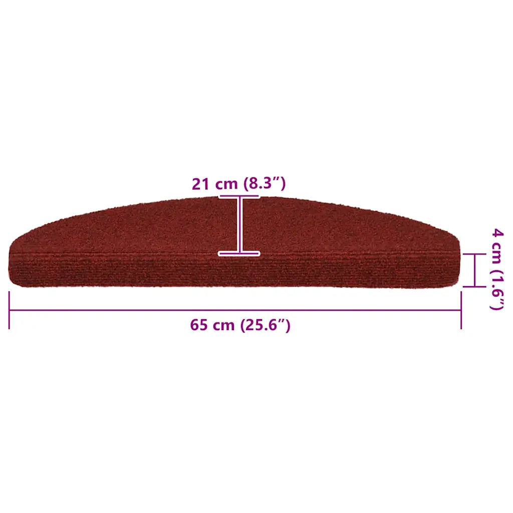 Tappetini per scale autoadesivi 20 pz 65x21x4 cm Bordeaux Rosso Semicircolari Grandi 3365647