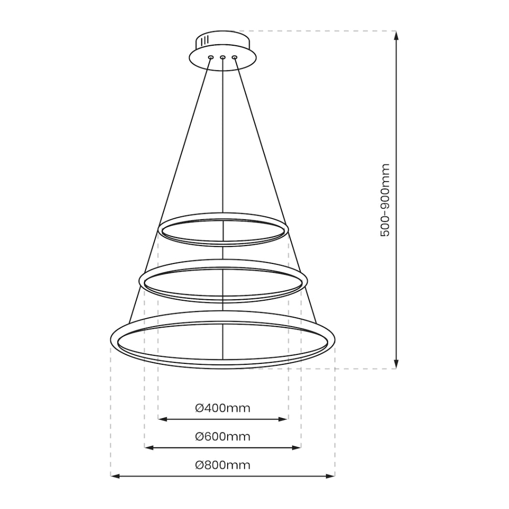 Lampada a sospensione HOOP 3 anelli cromo LED 93W 4000K