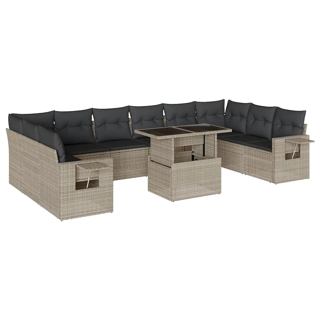 Set Divani da Giardino 11 pz con Cuscini in Polyrattan Grigio 3268152