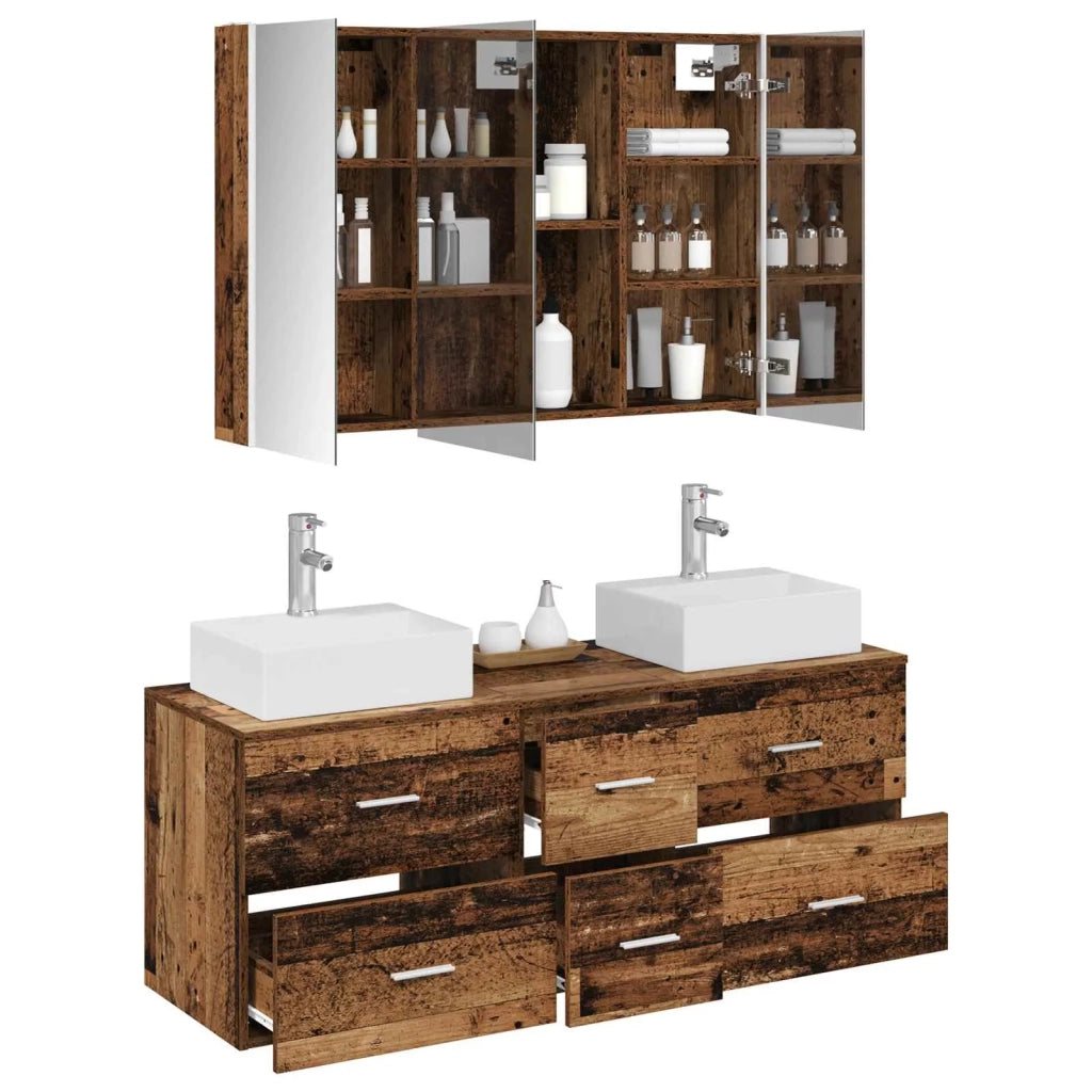 Set di mobili per il bagno 4 pz Legno antico 3406829