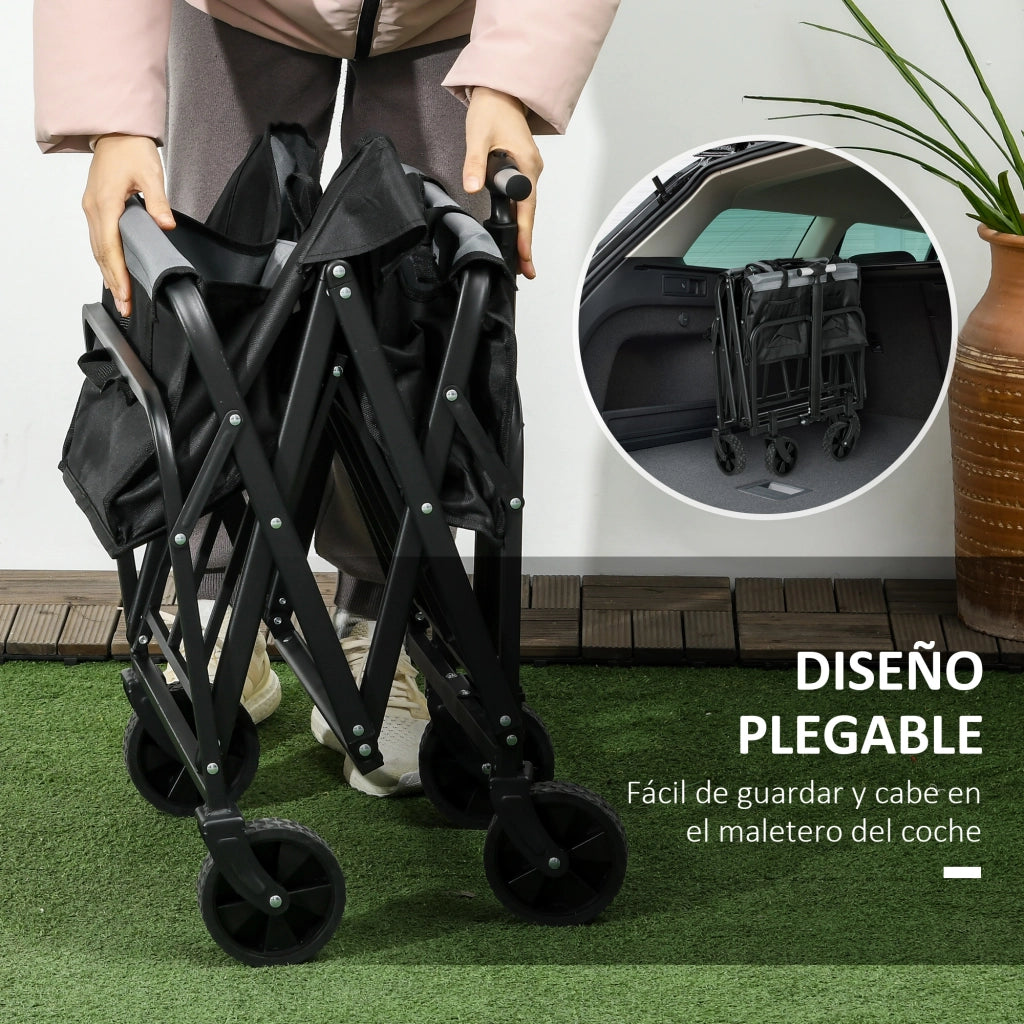 Carrello da Giardino Pieghevole ¨C Minimal ¨C Nero 77x50x63-93 cm