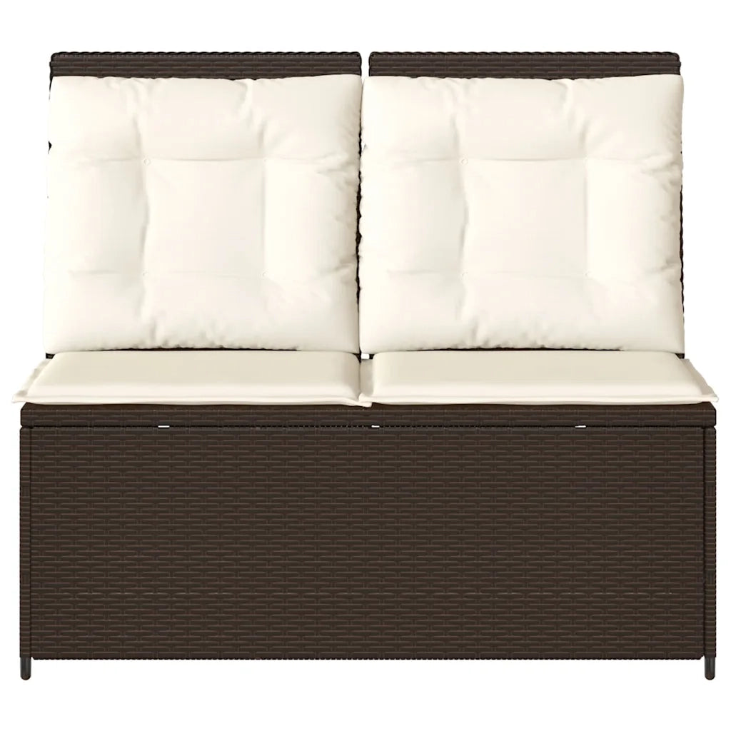 Panca Reclinabile da Giardino con Cuscini Marrone in Polyrattan 368965