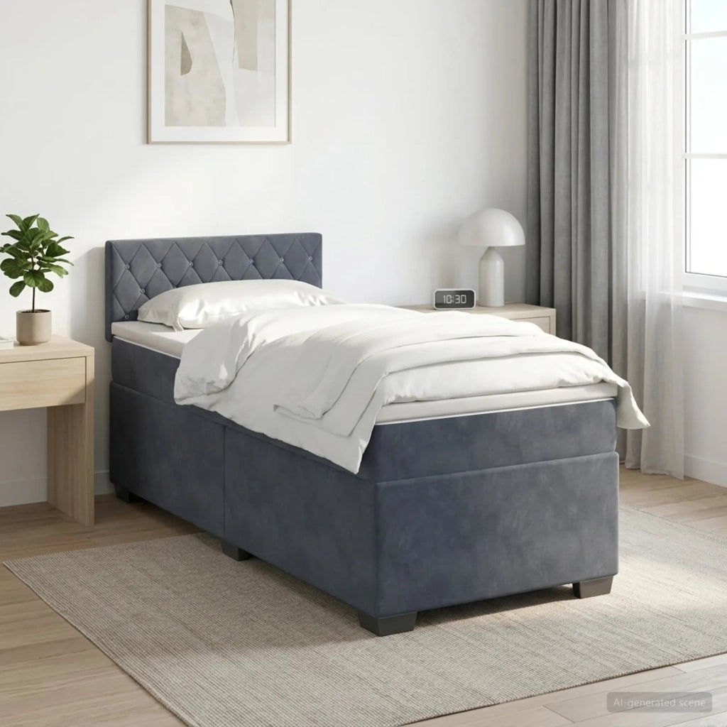 Letto box spring con materasso Grigio Scuro 100 x 200 cm 3450651