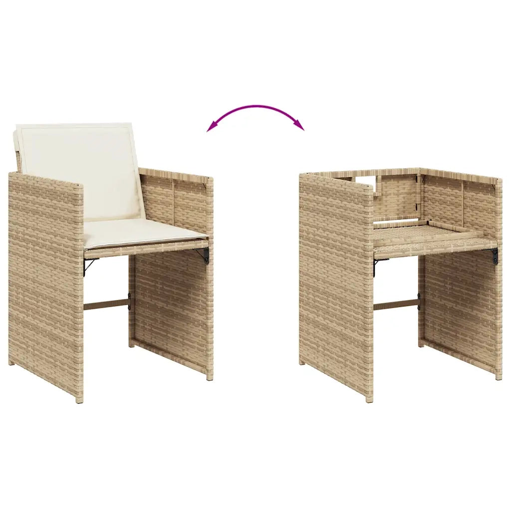 Set da Pranzo da Giardino 9 pz con Cuscini Beige in Polyrattan 3211108