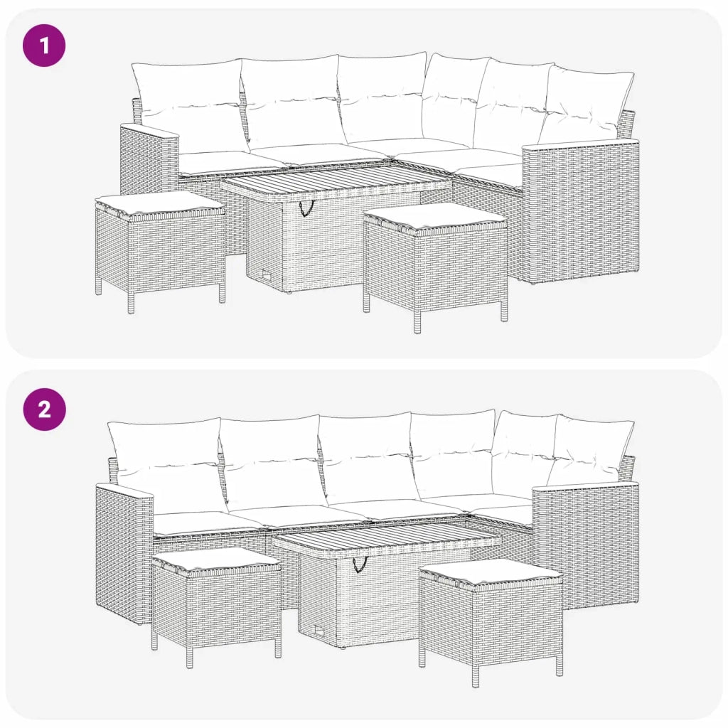 Set Divano da Giardino 8 pcs Nero polyrattan 3362914
