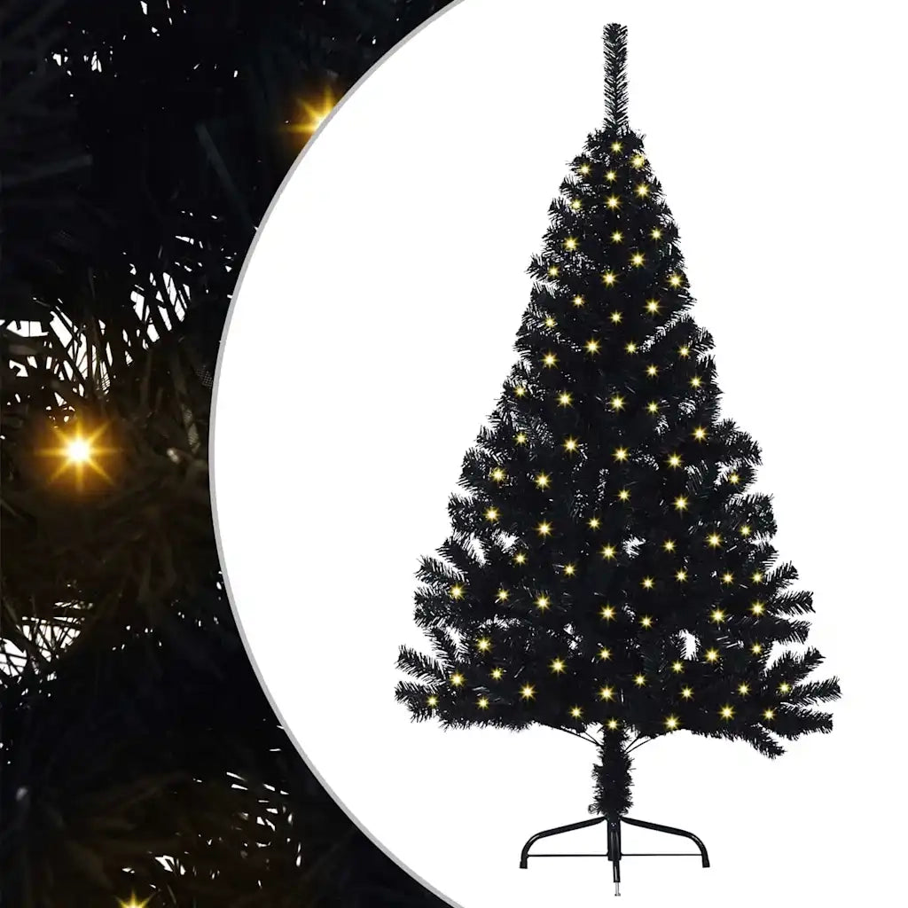 Albero di Natale artificiale con luci integrate Nero 120 cm PVC 3397111