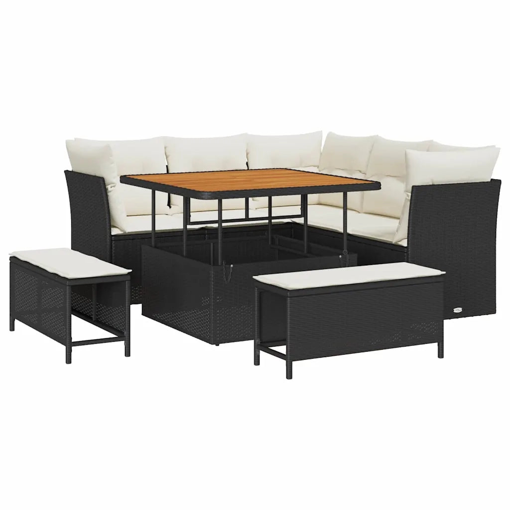 Set Divano da Giardino 8 pcs Nero polyrattan 3361475