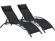 Set di 2 lettini prendisole Beauty "Phoenix" in alluminio Nero