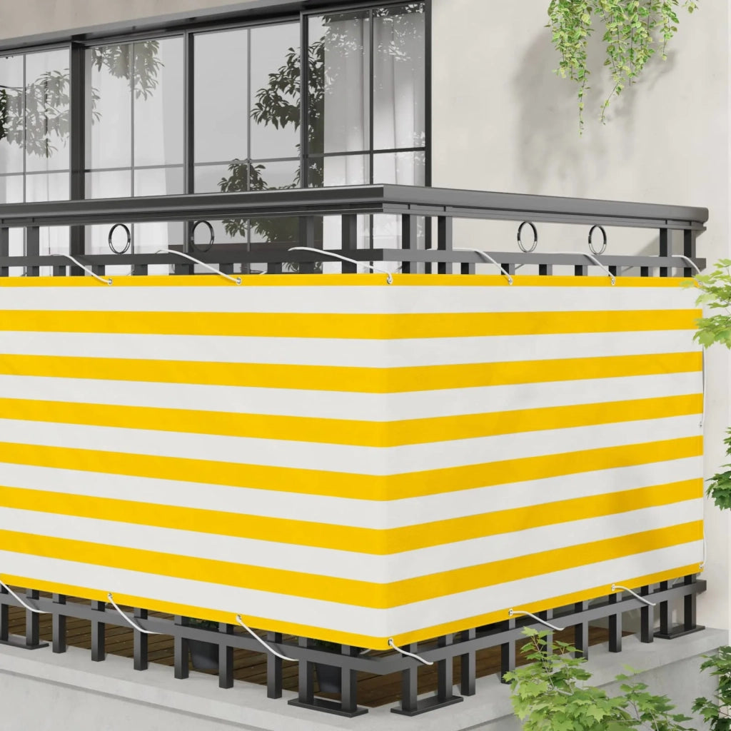 Schermo da balcone Giallo e Bianco 100 x 600 cm Tessuto Oxford 42030624