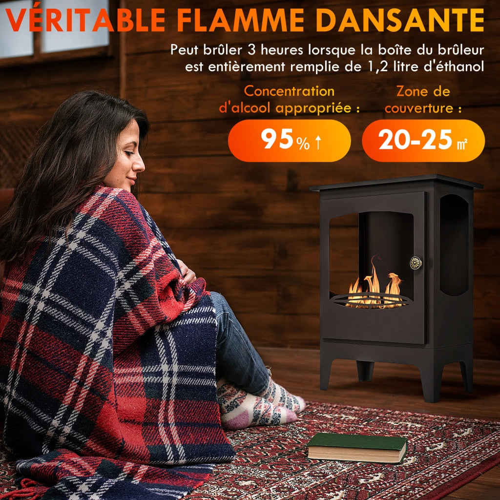 Caminetto a bioetanolo ¨C zephmum ¨C nero 39x26x54 cm